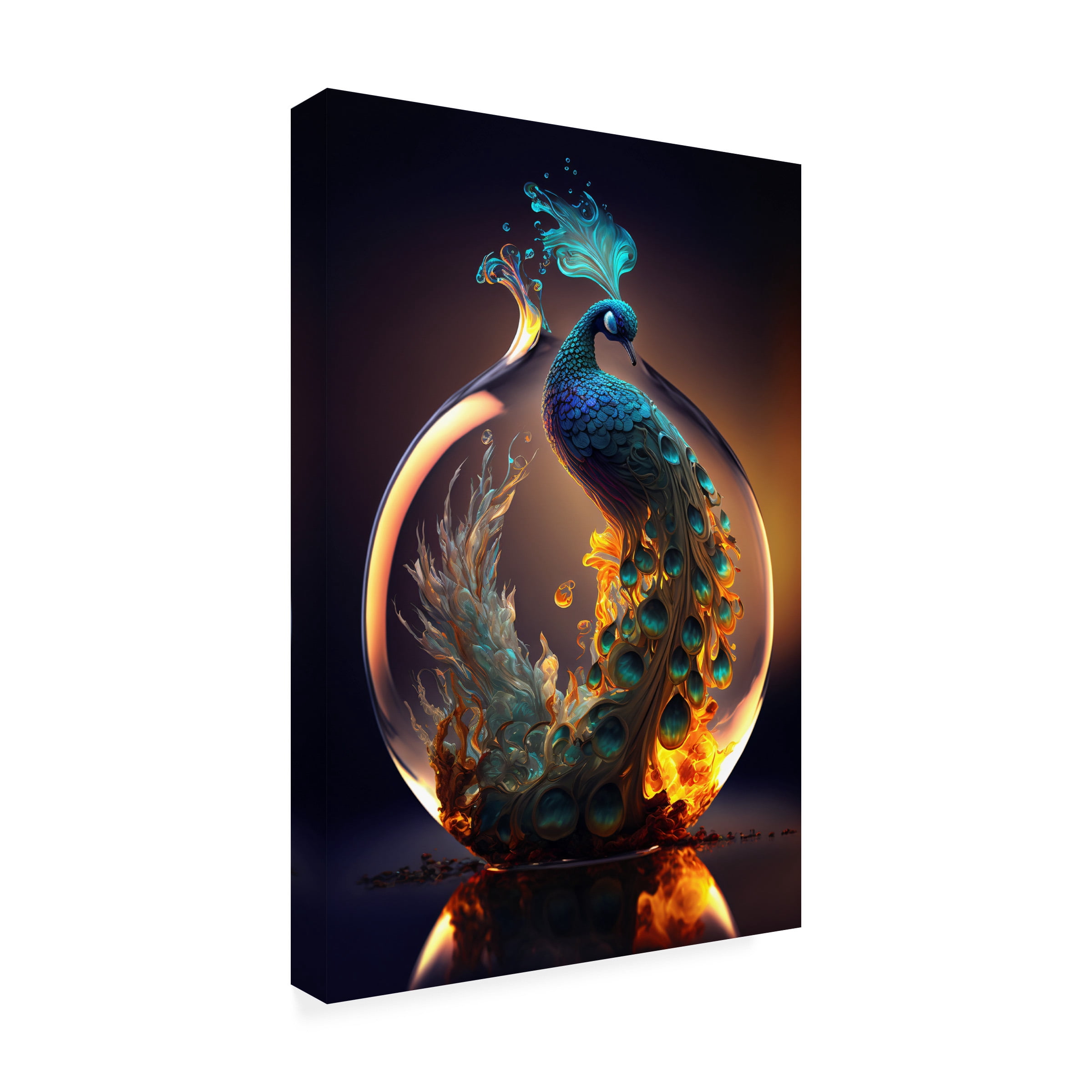 Canvas Wall Art - Ray Heere 'Proud Peacocks 38' Wall Art for Living Room, Bedroom, or Office DÃ©cor by Trademark Fine Art - 12 x 19 Inches