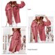 thumbnail image 5 of Chaqueta de felpa para mujer, solapa abotonada, de un solo pecho, Color puro, 2 bolsillos en el pecho, abrigo cálido para mujer, chaqueta para otoño invierno, Rosa S, 5 of 6
