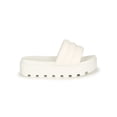 thumbnail image 2 of HeartThentic Puffy Padded Thick Strap Lugged Sole Open Toe Platform Ridged Treaded Flatform Sole Spring Summer Slide Sandals by Kayleen - White Vegan Leather (Size: 5.5), 2 of 3