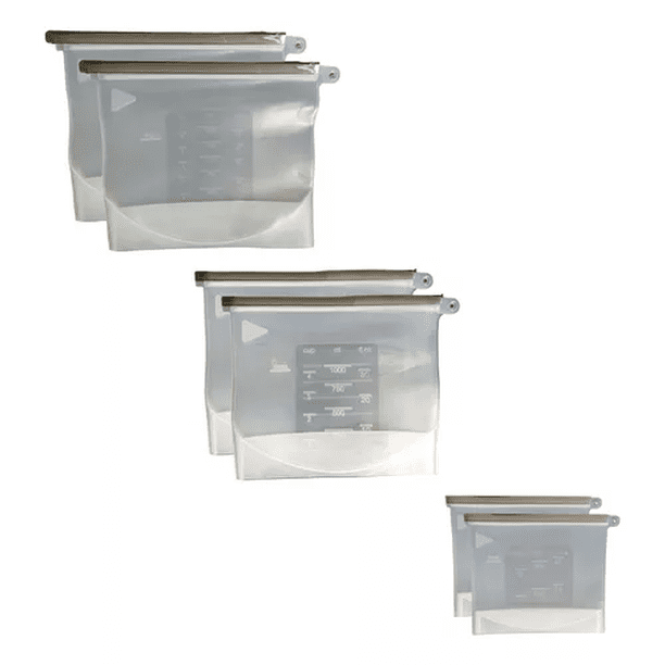 Bolsa de silicona para alimentos, 6 unidades., 2pz 500ml, 2pz 1000ml, 2pz 1500ml, bolsa ahorradora de alimentos de silicona, suministros de cocina.