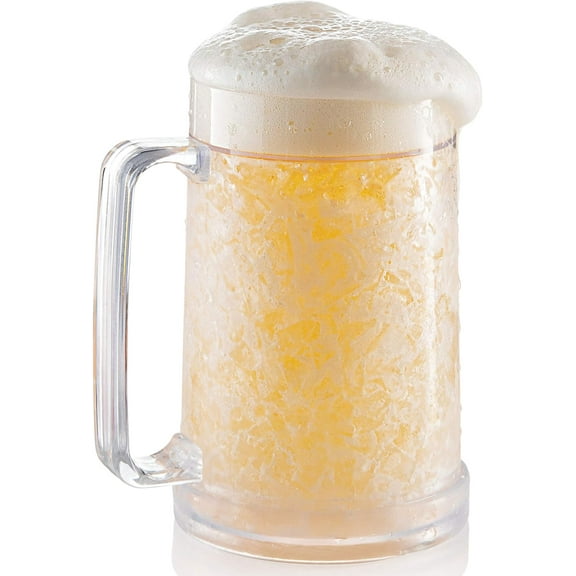 Beer Mugs For Freezer, Double Wall Insulated Plastic Glasses – Freezer Mugs, 16 oz – Perfect Frozen Beer Mugs for Home Bar Accessories, Gifts for Men, 1 Pack