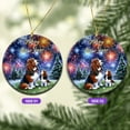 thumbnail image 2 of Happy New Year Basset Hound Family Cheer Winter Midnight Firework Ceramic Round Ornament Bassets Dog Breed Lovers Gifts Idea Home Tree Decor - 02025, 2 of 5