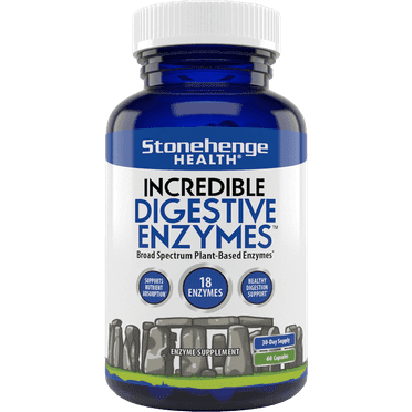 Stonehenge Health Incredible Digestive Enzymes - 18 Plant-Based Enzymes - Lipase, Lactase, Protease, Amylase, Bromelain for Gas, Bloating, Fatigue (1)