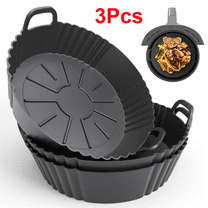 3Pack Round Silicone Air Fryer Liners, Reusable Air Fryer Accessories Air Fryer Basket Liners, Silicone Baking Tray Pots