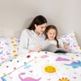 thumbnail image 4 of Erosebridal Colorful Cute Dinosaur Full Size Comforter Sets For Girl Kids,Multicolor Clouds Print Bedding Sets, Reversible 3pcs, 4 of 7