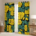 thumbnail image 2 of Homewish Vintage Boho Printed Kitchen Curtains,Yellow Daisy Floral Black Out Curtains Pack of 2 (42x63 Each), 2 of 6