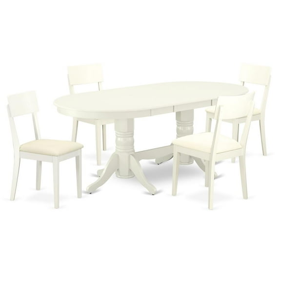 East West Furniture Vancouver 5-piece Wood Dining Set in Linen White