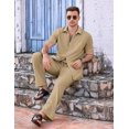 thumbnail image 4 of COOFANDY Mens Linen Sets Outfits 2 Piece Short Sleeve Button Down Shirts Summer Beach Pants Resort Wear Outfits, 4 of 6