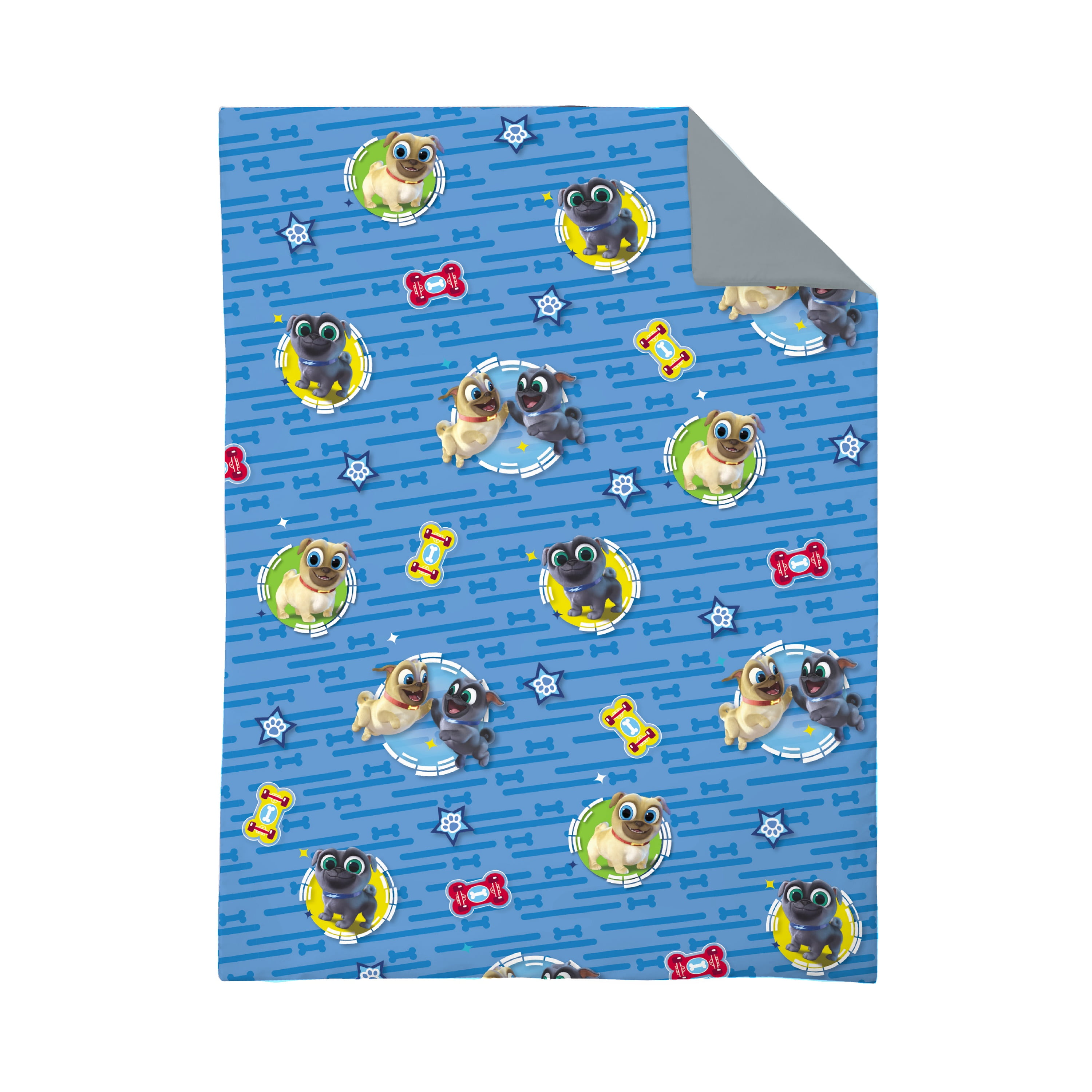 Disney Puppy Dog Pals 4-Piece Royal Blue, Grey Toddler Bedding Set