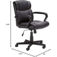 thumbnail image 6 of Office Computer Task Desk Chair with Padded Armrests, Mid-Back, Adjustable, 360 Swivel, Rolling, 275 Pound Capacity, 24.2"D x 24"W x 34.8"H, Black Faux Leather, 6 of 6