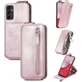 thumbnail image 2 of Zipper Wallet Case for Samsung Galaxy A14 5G with Card Holder Slot, PU Leather Adjustable Kickstand Flip Handbag Phone Cover for Samsung Galaxy A14 5G SDLL Rose Gold, 2 of 7
