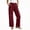 Wine, variant on Women Pull On Denim Jeans Stripe Wide Leg High Waist Pull On Pants Loose Fit Straight Casual Trousers Army Green Size S