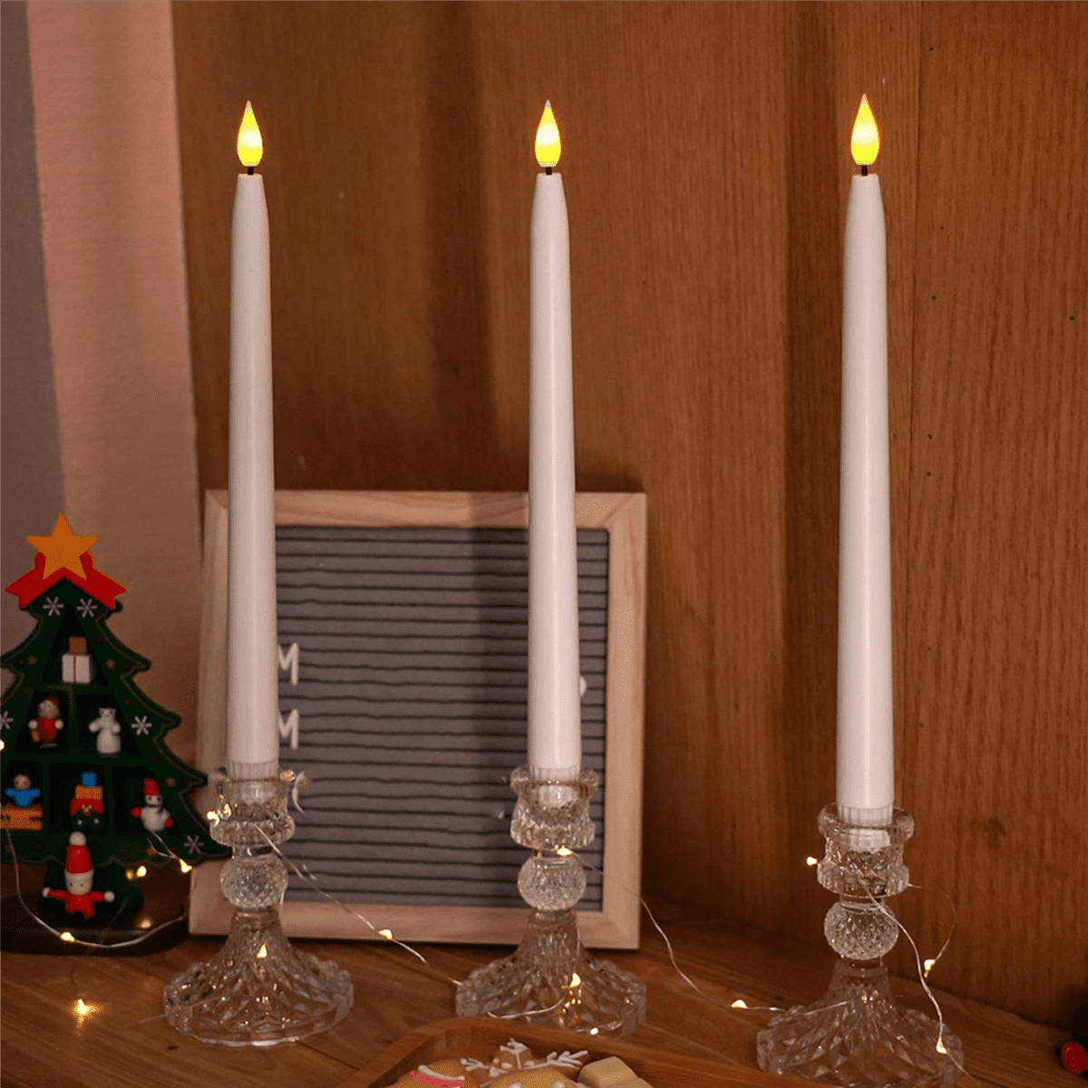 8 Pcs Remote Flameless Candlesticks,Timer Battery Operated LED Taper Candles for Halloween,Wedding Decoration White