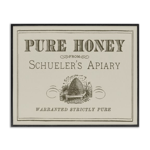 Stupell Industries Vintage Pure Honey Food & Beverage Painting Black Framed Art Print Wall Art, 20 x 16