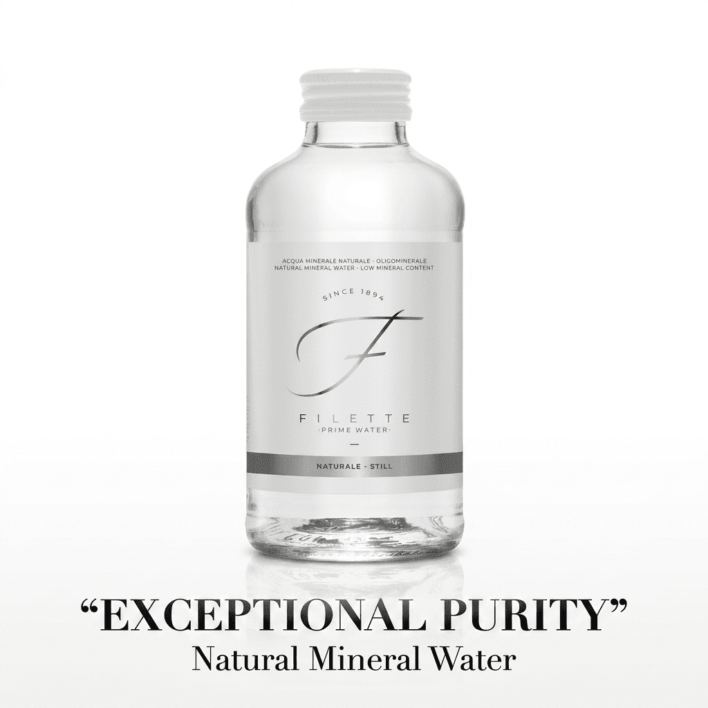 Filette Prime Natural Mineral Water, 16 fl oz (470 ml), Italian Still Water, Glass Bottles, Bottled at Source, pack of 6