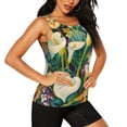 thumbnail image 2 of Gukieu Tropical Floral Jungle Print Women's Quick-drying Fitness Vest, Round Neck Sleeveless Fitness T-shirt, Suitable for Yoga, Sports-Medium, 2 of 7