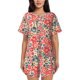 thumbnail image 1 of Fotbe Small Coral Red Flowers Conjunto de Pijama Estampado para Mujer, 2 Piezas, Ropa de Dormir con Camiseta de Manga Corta y Shorts Suaves-Large, 1 of 6