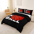 thumbnail image 3 of Castle Fairy Minimalist Red Basketball Graphic Duvet Cover King, Sport Theme King Bedding, Black Red,Black Reversible,3 Pieces,1 Duvet Cover and 2 Pillowcases, 3 of 6