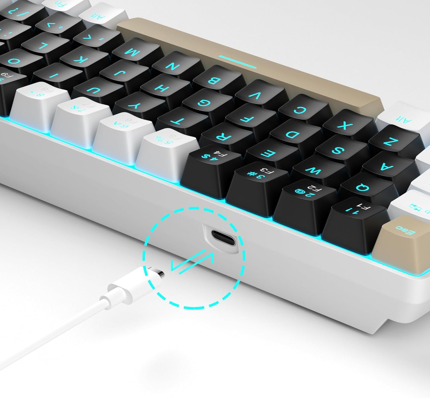 MageGee Portable 60% Mechanical Gaming Keyboard, MK-Box LED Backlit Compact 68 Keys Mini Wired Office Keyboard with Red Switch for Windows Laptop PC Mac - Black/Grey