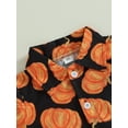 thumbnail image 4 of Halloween Kids Toddler Baby Boy Gentleman Outfits Pumpkin Print Short Sleeve Button Down Shirt and Shorts Set, 4 of 6