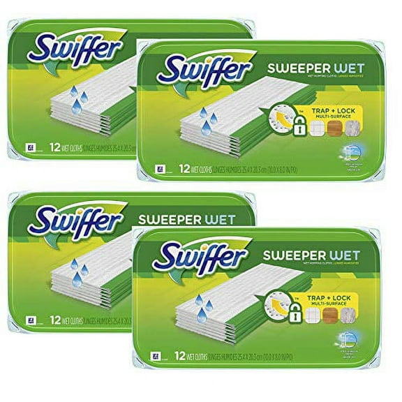 Sweeper Wet Mopping Pad Refills for Floor Mop Open Window Fresh Scent 12 Count - 4 Pack