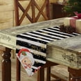 thumbnail image 3 of Table Runner Dresser Scarves Merry Christmas Santa Claus Snowflake Cotton Linen Burlap Table Cover Black and White Stripe Table Runners for Family Kitchen Dining Holiday Party Banquet Decor, 3 of 5
