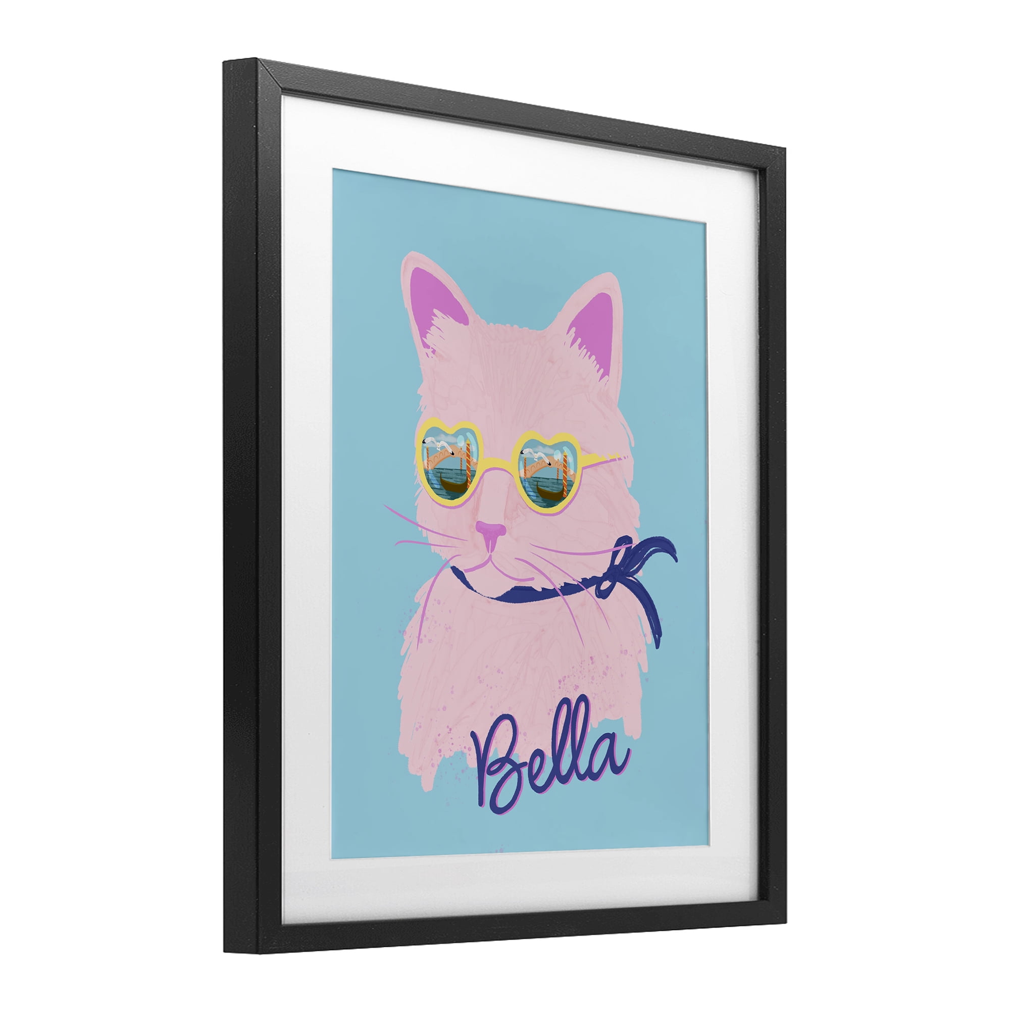 Stupell Industries Cool Cat Bella Black Framed Print Under Glass, design by Steffanie Pisula