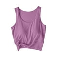 thumbnail image 3 of Yuyuzo Womens Tank Tops with Built in Bra Sleeveless Cropped Shirts Crewneck Pajamas Vests Casual Comfy Base Layer Top Loungewear, 3 of 7