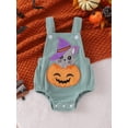 thumbnail image 2 of FEORJGP Toddler Baby Boys Girls Halloween Overalls 0 3M 6M 9M 12M 18M Infant One-piece Rompers Sleeveless Jumpsuits Witch Pumpkin Cat Embroidered SquaGirl Fashion Cute Comfy Clothes for Fall, 2 of 7