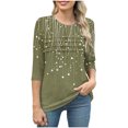 thumbnail image 5 of JTZGDY 3/4 Length Sleeve Womens Tops Vintage Floral Printed Summer Ruched Pleated Crewneck Tunic Blouse Dressy Casual Graphic T-Shirts Trendy 2025 Clothes Army Green XXL, 5 of 7