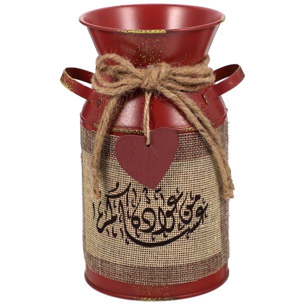 KAKOWELY Jarrón de hierro resistente con estampado de estilo vintage, para jardinería, arreglos florales y de metal.
