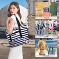 thumbnail image 2 of HAWEE Expandable Duffel Bag for Women with Trolley Sleeve and Wet Pocket Water Repellent Weekender Travel Tote Large Capacity Carry On Overnight Luggage for Gym/ Trip/ Camping/ Beach, Flamingo Stripe, 2 of 7