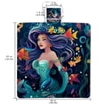thumbnail image 2 of Mermaid Canvas Picnic Blanket Waterproof Outdoor Mat for Beach, Park, Camping, Travel - Large Size, Foldable, Portable, Washable - Blue Stripe Pattern, 2 of 6