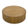 thumbnail image 2 of Benjara Cid Eliott 39 Inch Coffee Table, Round Walnut Brown Solid Poplar Wood Frame, 2 of 6