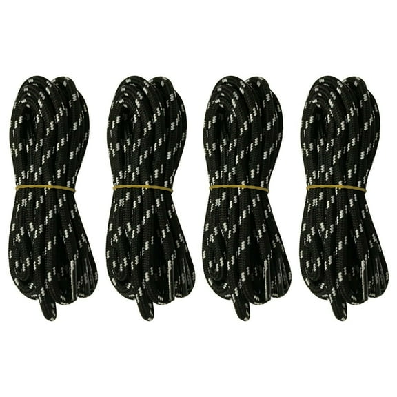B&Q 4 Pairs 5mm Thick Heavy Duty Black White Spot Hiking Work Boot Laces Shoelaces Strings Replacement for Men Women 39 40 48 54 55 60 63 72 Inches