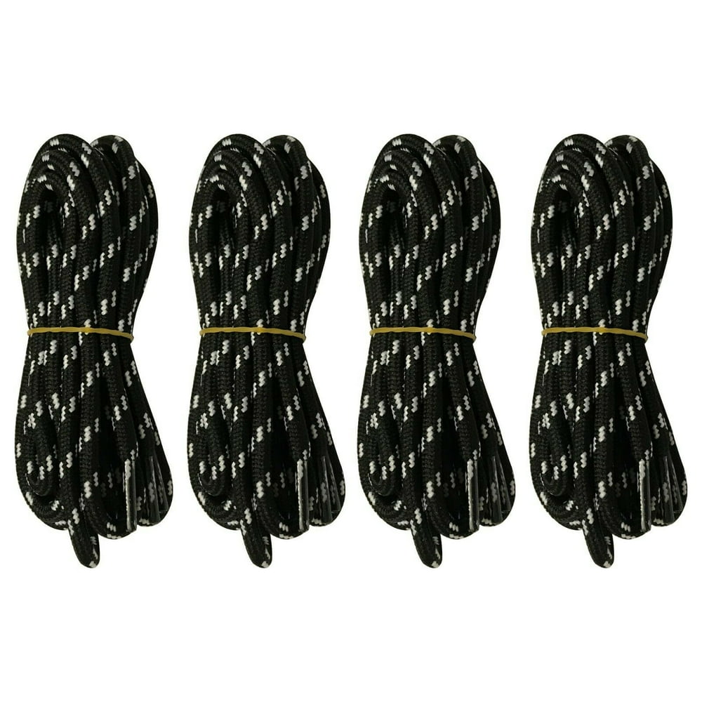 4 Pairs 5mm Thick Heavy Duty Black White Spot Hiking Work Boot Laces