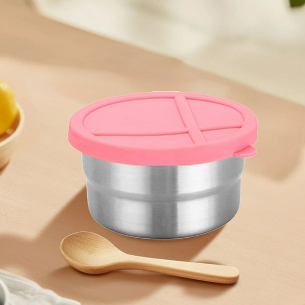 Fiambrera de acero inoxidable con tapa de silicona | Contenedor hermético para almacenar alimentos | Lonchera portátil con compartimentos para niños y adultos | Opciones multicolor