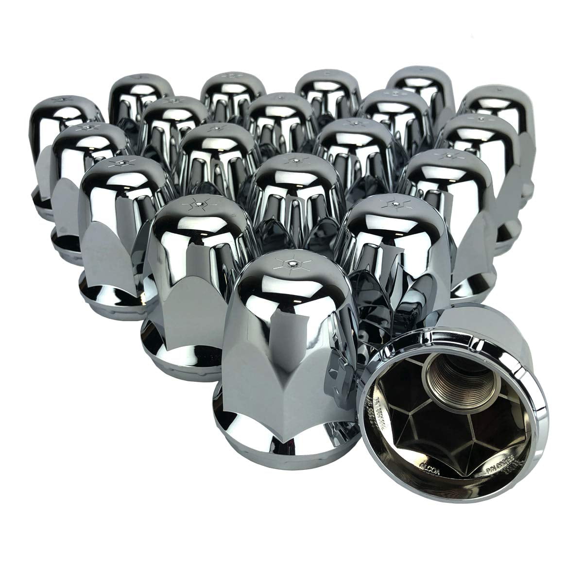 33 mm Chrome Lug Nut Covers with Flanges For Trucks Trailers 2-1/4" Height 60pcs