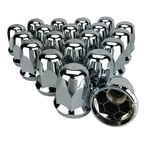 ALCOA 20 33mm Chrome Screw On Hex Lug Nut Covers with Flange for hub
