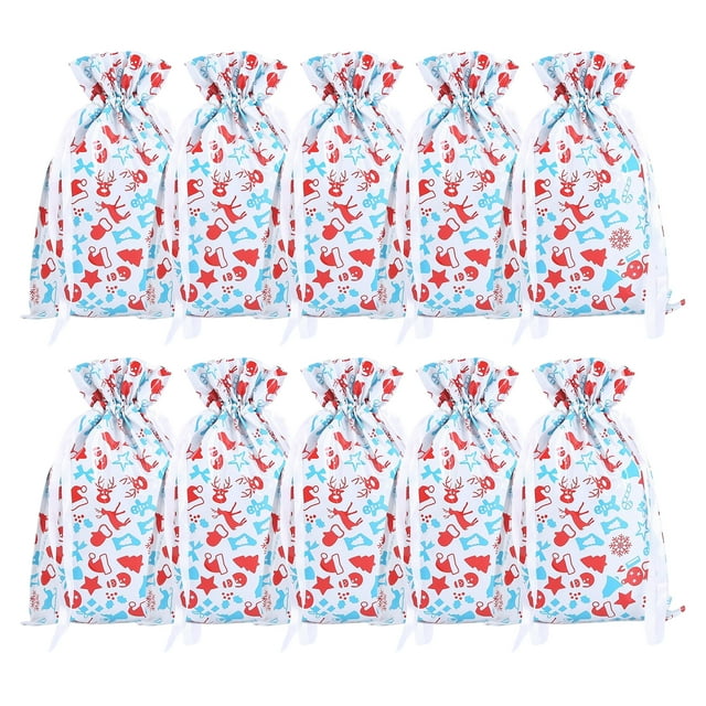 Cateissary 10 pack/lote sacos grandes de Navidad bolsa de fiesta reutilizable envoltura almacenamiento festivo para regalos de Navidad presentes Kits de decoración para fiestas A