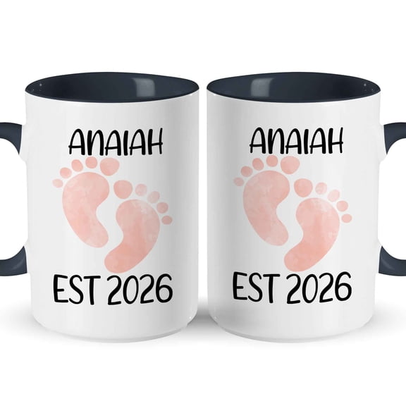 Customizaholic Personalized Baby Footprints Mug - Custom Name and Year Design, New Family Milestone Keepsake Gift