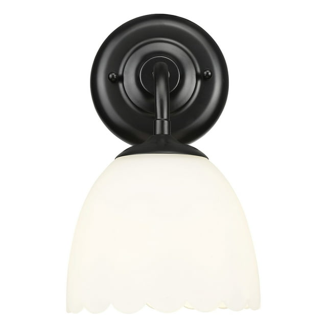 Golden Lighting 6954-1W Dorinda Applique Murale 11 Pouces de Haut - Noir Mat / Verre Opale