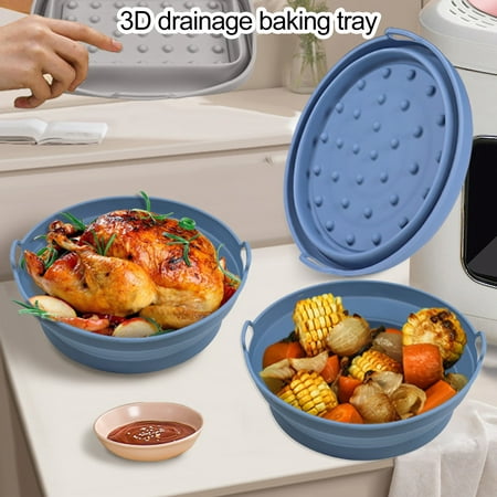 

buateil Fryer Mat Food Grade Reusable Eco-Friendly Foldable Silicone Oven Microwave Baking Tray Mat Kitchen Supplies