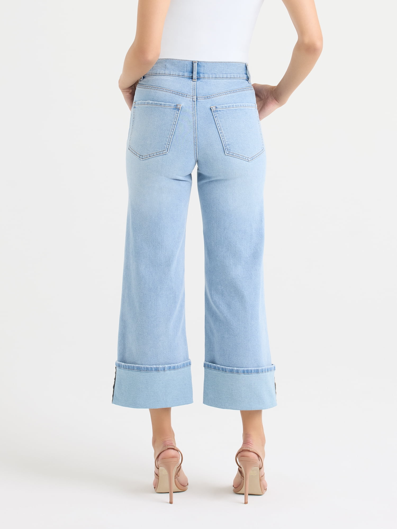 Sofia by Sofia Vergara Women's and Women's Plus Margot Wide Crop Super High Rise Jeans, 27" Inseam, Sizes 0-28