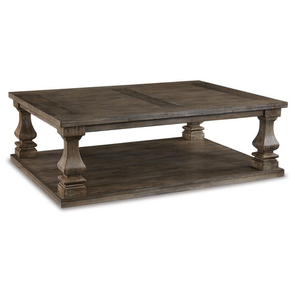 Signature Design by Ashley Johnelle Gray Coffee Table with Storage Shelf, Traditional Farmhouse Style