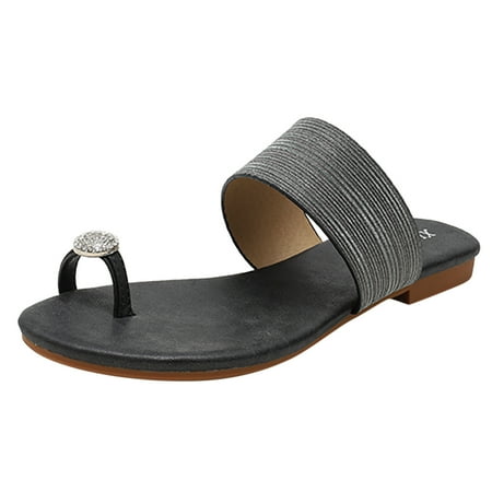 OJSFQUFP Sandals for Women Ladies Sandals Sandals with Summer Platform Bohemia Flip Flops Flat Shoes Casual Thong Sandals Women Slipper Black 37