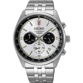 Seiko Men's 100m Chronograph Black Dial Watch with Black Canvas