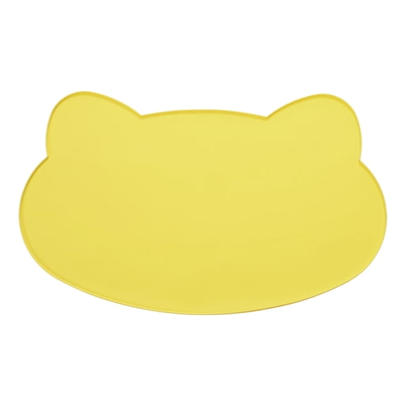 Uxcell Cat Food Mat, 17x10 Inch Silicone Pet Feeding Mat Non-Slip Cat Shaped Waterproof Dog Water Bowl Tray Raised Edge Protects Floors (Yellow), Intended for Pets Bowl/Fountain