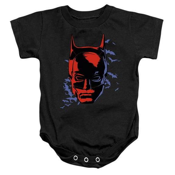 The Batman Shadowed Headshot Unisex Infant Snap Suit for Baby (12 Months) Black