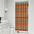 thumbnail image 2 of Small Stall Narrow Shower Curtain 36"W x 72"L – Tropical Bohemian Leaves, Mid-Century Abstract Boho Botanical Bathroom Decor, Vintage Floral Palm Leaf Pattern, Rustic Tribal Folk Style, 2 of 5